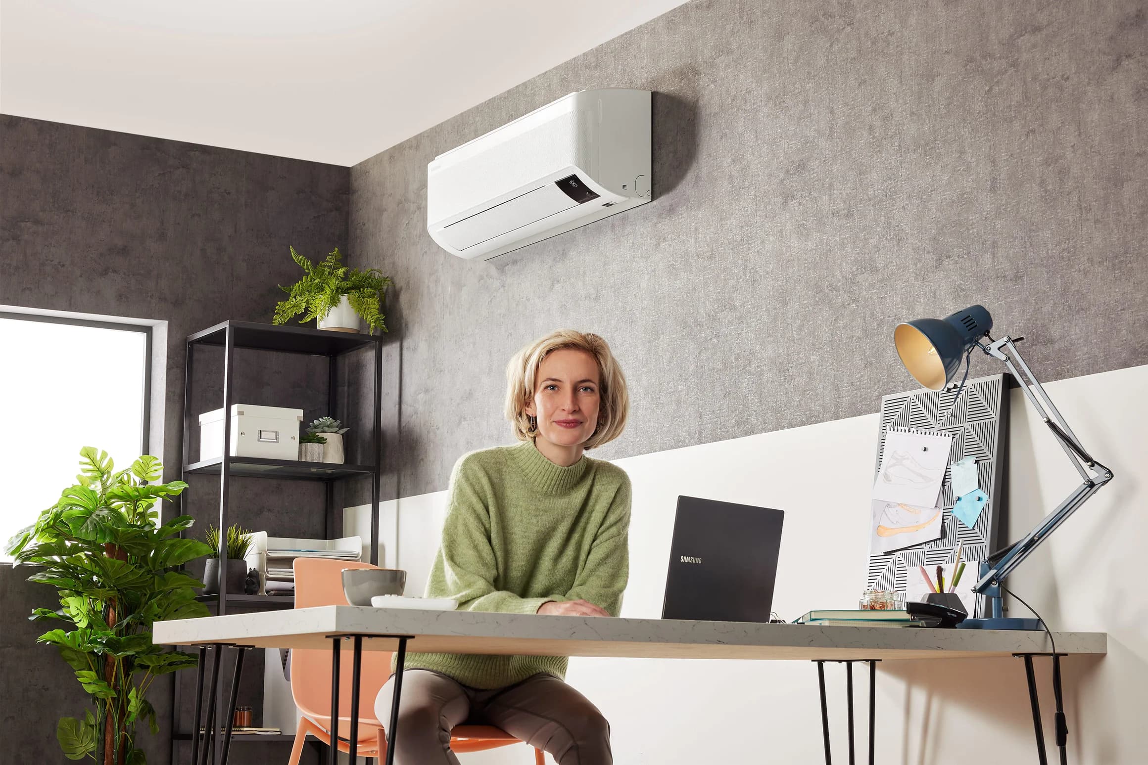 Samsung WindFree wall-mounted unit in a modern home office